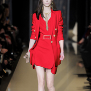 红色西装套装女欧美时尚，套装裙炸街职业外套连衣裙两件套