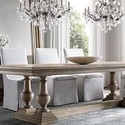 美式家用做旧实木餐桌椅组合欧式饭桌法式长桌复古乡方形桌子