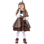 lolita服英伦学院风cosplay服装，儿童侦探福尔摩斯套装含披肩眼镜