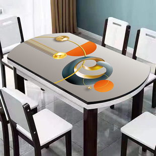 圆形折叠餐桌桌布防水防油椭圆形耐高温皮革，加厚免洗餐桌桌垫不透