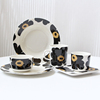 DearDali北欧芬兰黑色罂粟同款花朵餐具 家用陶瓷杯子盘子碗套装