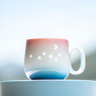 创意礼物七星伴月玲珑杯咖啡杯，陶瓷茶杯水杯，家用高颜值杯子女