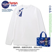 NASA联名白色纯棉长袖t恤女秋装宽松卫衣内搭打底衫冬季体恤
