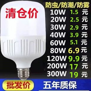 led灯泡家用E27螺口节能灯白光超亮室内护眼无频闪大功率照明球泡