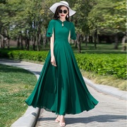 绿色长裙 大摆 面料舒适