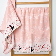 出口日本订单魔女，可爱粉色系纯棉浴巾，沙发巾洗澡巾沙滩巾大方巾