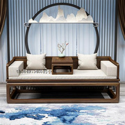 新中式罗汉床实木中式榆木，推拉客厅沙发实木床现代简约小户型床榻