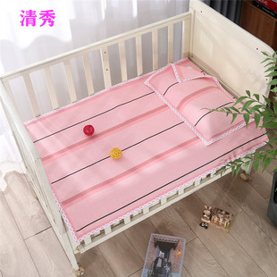 定制儿童床单纯棉单件婴儿幼儿园宝宝老粗布凉席加厚加密格子条纹