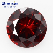 圆形深石榴红色锆石戒面裸石，仿钻人造大红色，宝石主石钻3-20mm