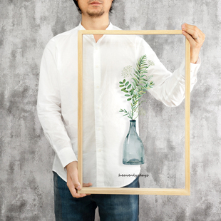 起贝 现代简约北欧ins客厅植物透明装饰画花瓶绿植小清新挂画壁画