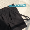 YOKO SAKAMOTO授权 日本制 黑色英伦风经典可拆卸背带短裤