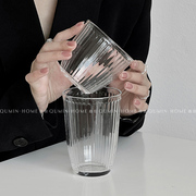 创意咖啡厅条纹玻璃杯网红冰美式拿铁杯咖啡杯冷萃杯子摩卡古典杯