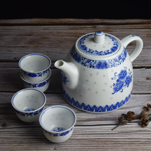 景德镇青花玲珑陶瓷茶壶耐热防爆 单壶泡茶壶凉水壶整套茶具