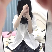 套装/学院风夏季纯欲基础款短袖jk制服衬衫纯色宽松百搭衬衣