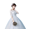 轻婚纱礼服2021夏新娘(夏新娘，)齐地韩式简约显瘦公主大码拖尾一字
