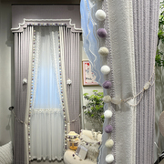 高档加厚提花紫色，雪尼尔窗帘法式浪漫卧室，遮光窗帘窗纱定制