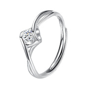 glten纯银求婚戒指女ins潮流订婚指环，送女友生日礼物小众设计感