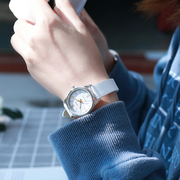 气质卡西欧白色皮表带，手表女防水2024年品牌，简约时尚女士腕表