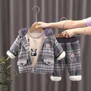 婴儿套装0-3岁半2男宝宝4衣服8冬款6-12个月5女宝冬装加绒三件套1