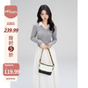 一颗小野莓韩版时尚休闲气质，通勤显瘦撞色假两件温柔连衣裙女春季