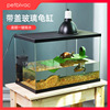 乌龟缸玻璃生态造景缸带盖剃麝香深水龟，专用饲养缸鱼龟混养箱