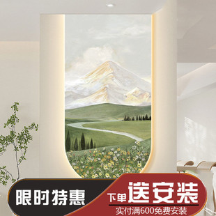 玄关画装饰画竖版风景客厅背景墙壁画北欧风抽象入户走廊过道挂画