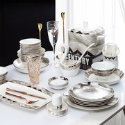 景德镇陶瓷餐具碗具瓷器，碗碟盘子家用北欧风骨瓷碗筷套装