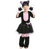 万圣节跨境服装动物角色，装扮服cosplay黑粉猫咪蝴蝶结儿童演出服