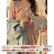 jmwomen纯色短款小香风开衫，外套半身裙套装女春季日系甜美两件套