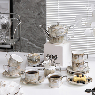 轻奢咖啡杯碟英式下午茶茶具套装欧式高档家用陶瓷水杯水具高级感