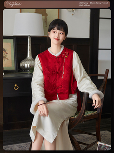 LelezStudio/妙笔生花 新中式复古轻国风中国红对襟棉袄外套套装