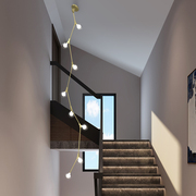 楼梯吊灯长吊灯现代简约轻奢复式别墅斜顶个性创意设计全铜楼梯灯