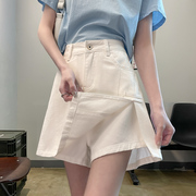 白色牛仔短裙女裙裤夏季薄款2023高腰，a字短裤裙包臀半身裙子