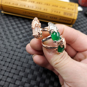 天然玉石冰种白玉髓貔貅手链绿玉髓玛瑙貔貅活口戒指饰品戒指指环