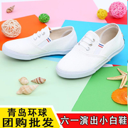 青岛环球儿童鞋幼儿园体操鞋小白鞋白球鞋男童女童白色舞蹈帆布鞋