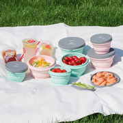 硅胶折叠碗便携户外野餐旅行上班族学生泡面宝宝饭盒压缩餐具套装