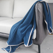 现代装饰搭毯中式黑白宝蓝色搭毯沙发搭巾民宿样板房轻奢床尾毯