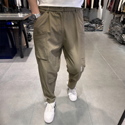 g叁春夏设计感拼接纯色休闲裤，韩版修身工装，松紧腰小脚长裤潮
