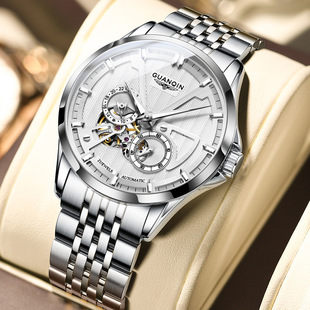 冠琴防水男品牌表钢带，夜光表全自动瑞士镂空机械表士手表时尚