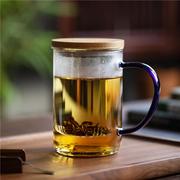 泡茶杯个人专用泡茶神器，懒人杯茶水，分离高硼硅单层玻璃杯带盖把手