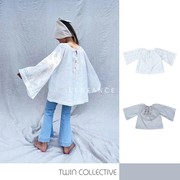 ■LENFANCE Twin 22SS 宝宝女童小众喇叭袖oversize镂空衬衫