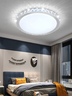 现代简约led卧室圆形仿钻水晶灯 客厅房间书房吸顶灯灯具