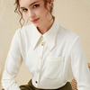 2023秋冬款白色衬衫女长袖设计感小众OL厚款上衣打底职业内搭衬衣