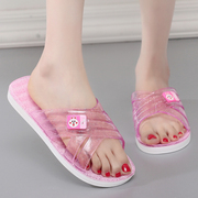 夏季水晶凉拖鞋女家用透明塑料，平跟平底软底防滑防臭脚休闲一字拖