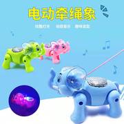 电动牵绳大象玩具带音乐发光会跑网红拉线小动物牵线小象儿童玩具