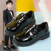 儿童皮鞋男童鞋子春秋季2024韩版英伦风黑色小学生校园演出鞋