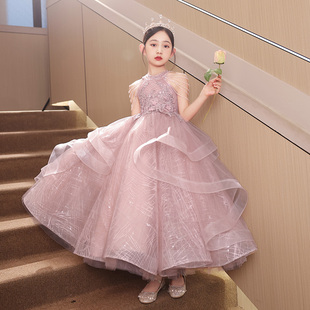 儿童礼服公主裙2024春女童钢琴演出服主持人轻奢小众高端走秀