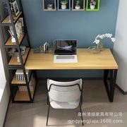 实木电脑桌书架，组合台式电脑一体书桌书柜，笔记本电脑桌学生学习桌