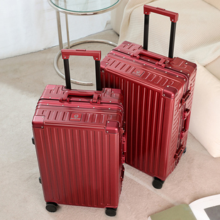 宾语酒红色行李箱结婚陪嫁箱，新娘皮箱拉杆箱，女登机嫁妆包旅行(包旅行)箱子