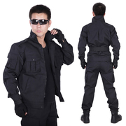 作训服套装男训练服安保工作服，执勤户外长袖棉质薄款耐磨黑色大码